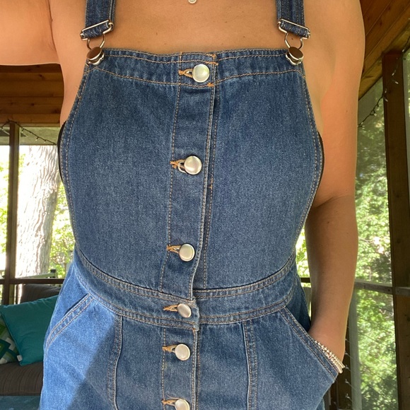 Denim Overall Button Up Mini Dress - Picture 4 of 6